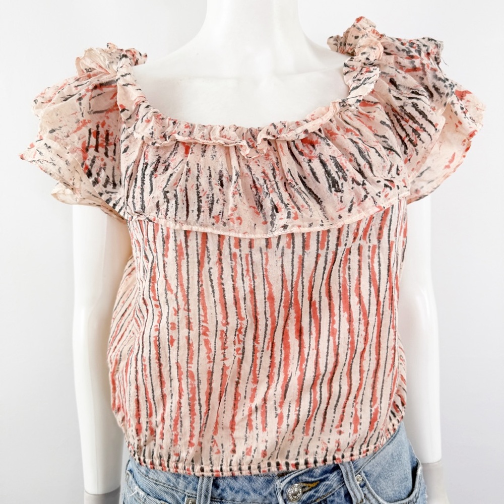 Amanda Bond Hand Dyed Crop Top Size M/L Ruffle Collar One of a Kind Summer Artsy